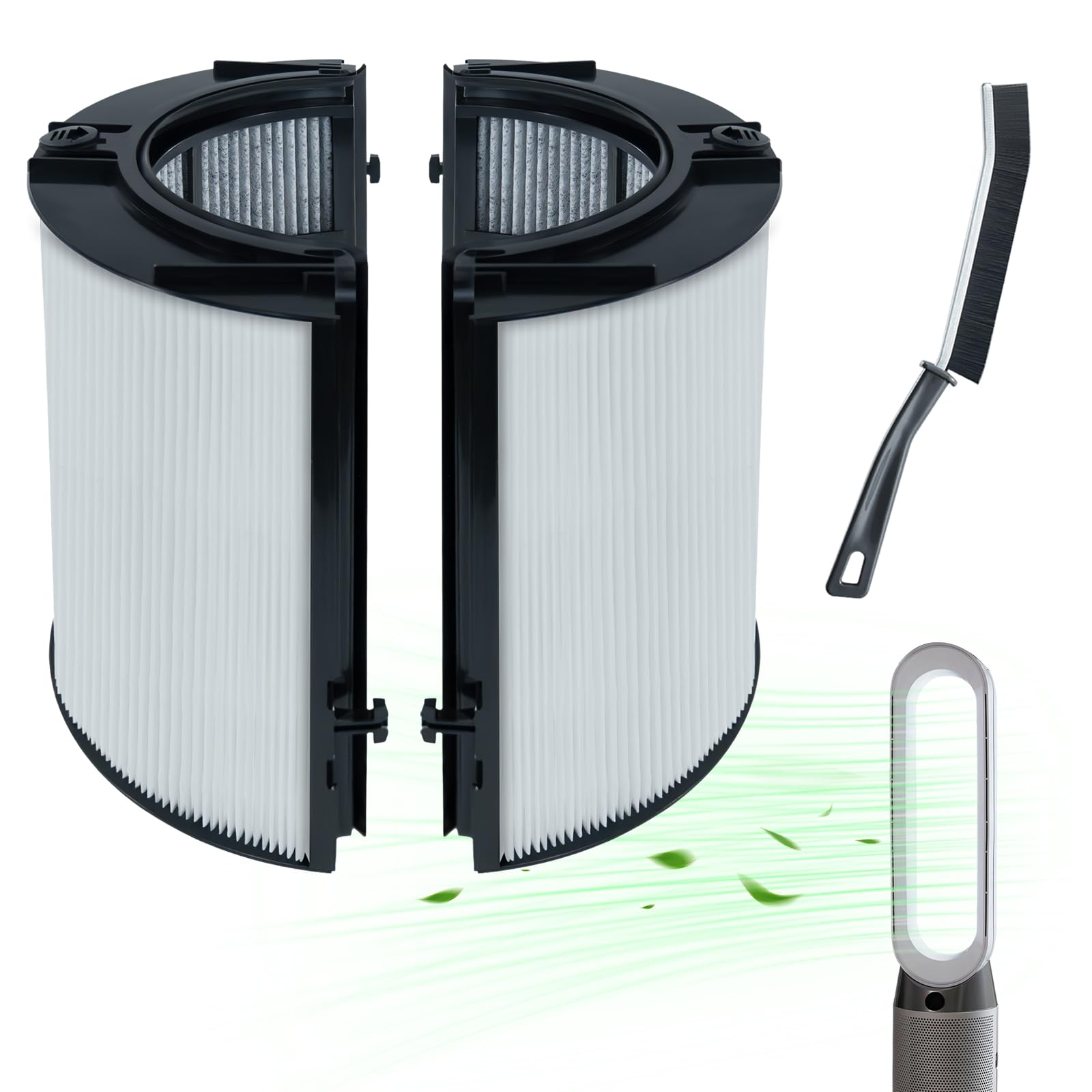 2-in-1 HEPA Filter und Aktivkohlefilter Kompatibel mit Dyson Luftreiniger DP04 HP04 HP06 HP07 HP09 PH01 PH02 PH03 TP04 TP06 TP07 TP09,360° Glass H13 Grade True HEPA und Aktivkohlefilter Ersatzfilter