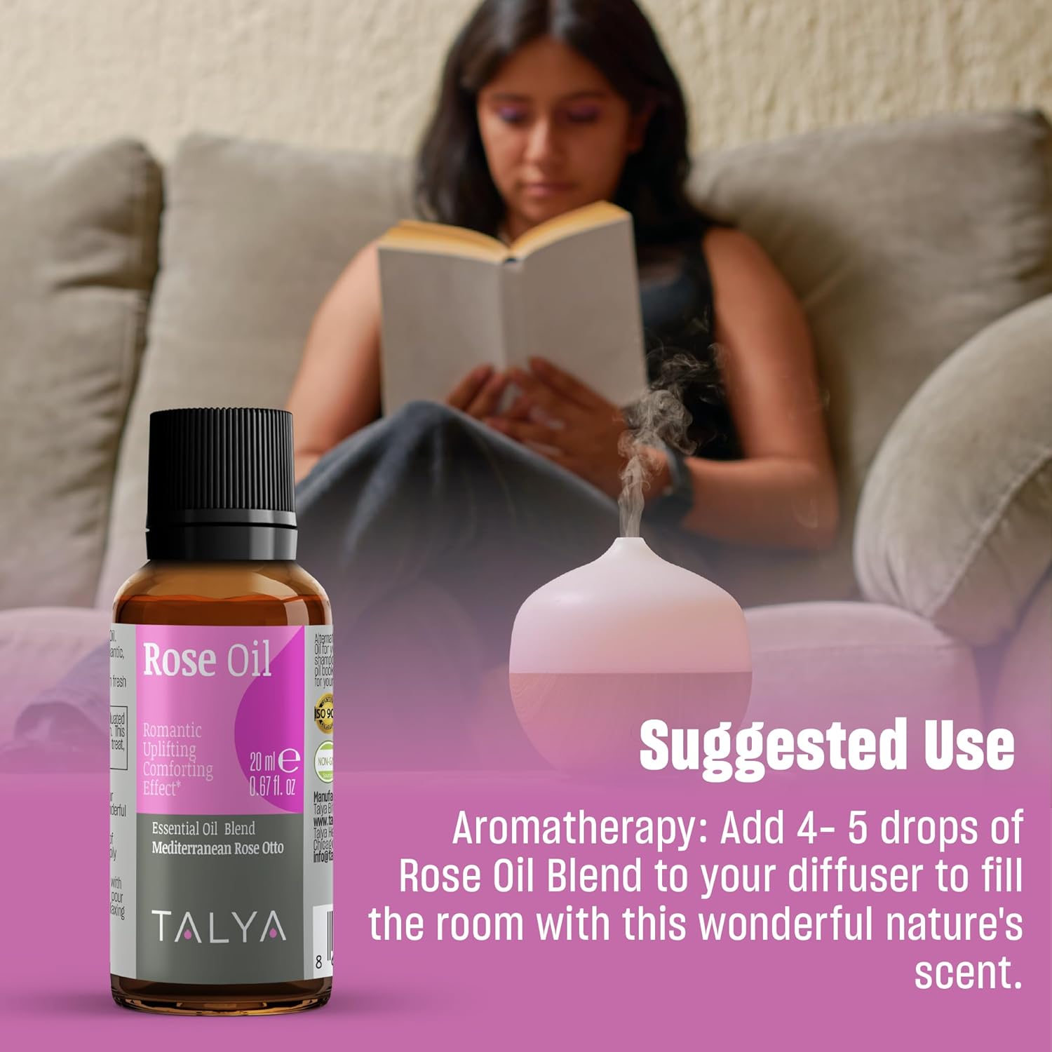 Talya Herbal Rose Essential Oil Blend for Skin Care and Relaxation - Topical for Mature Skin, Dry Skin - Diffuse to Elevate Mood - Rose Oil Blend for Aromatherapy - Anti Aging Wrinkle 20ml 0,67 fl oz - Image 4