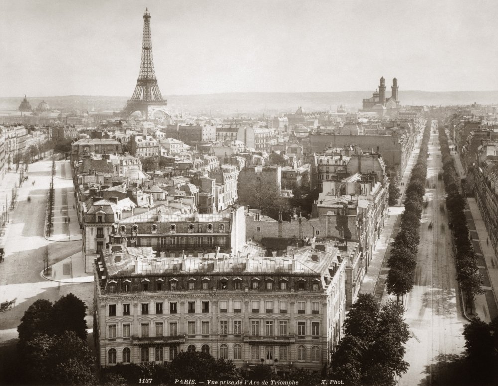 Paris Aerial View 1900 Nview Of Paris Form LArc De Triomphe C1900 On Th Left Avenue Marceau Runs Towards The Eiffel Tower On The Right Avenue Kleber Leads To Trocadero Poster Print by (18 x 24)
