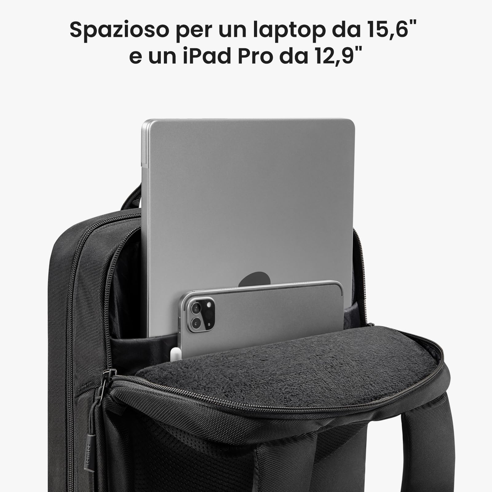 tomtoc Zaino compatto per computer da 15,6 pollici, zaino da 18L per tutti i giorni, zaino professionale, borsa da lavoro con passaggio cavi, per lavoro, spostamenti