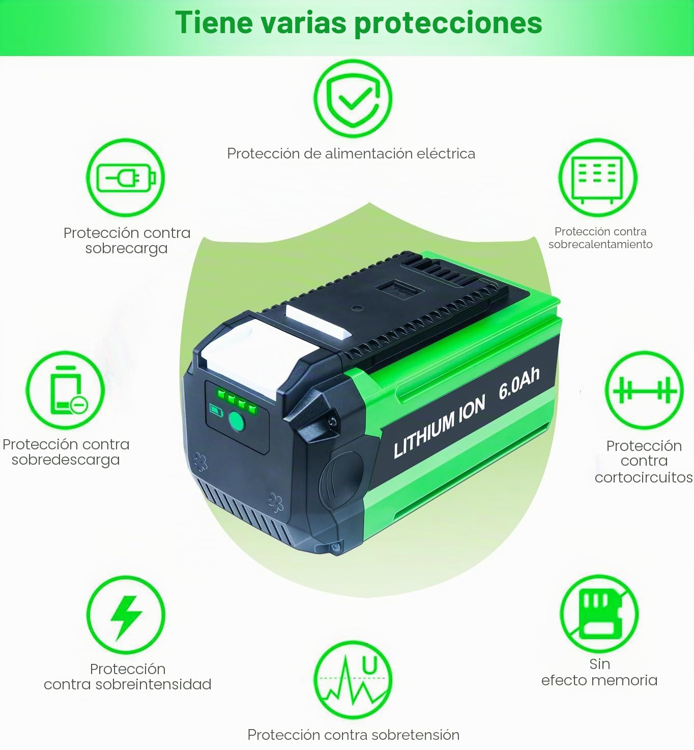 6000mAh Ricambio per Greenworks 40V Batería Totalmente Compatible con Accesorios Greenworks G-MAX 40V para motosierras