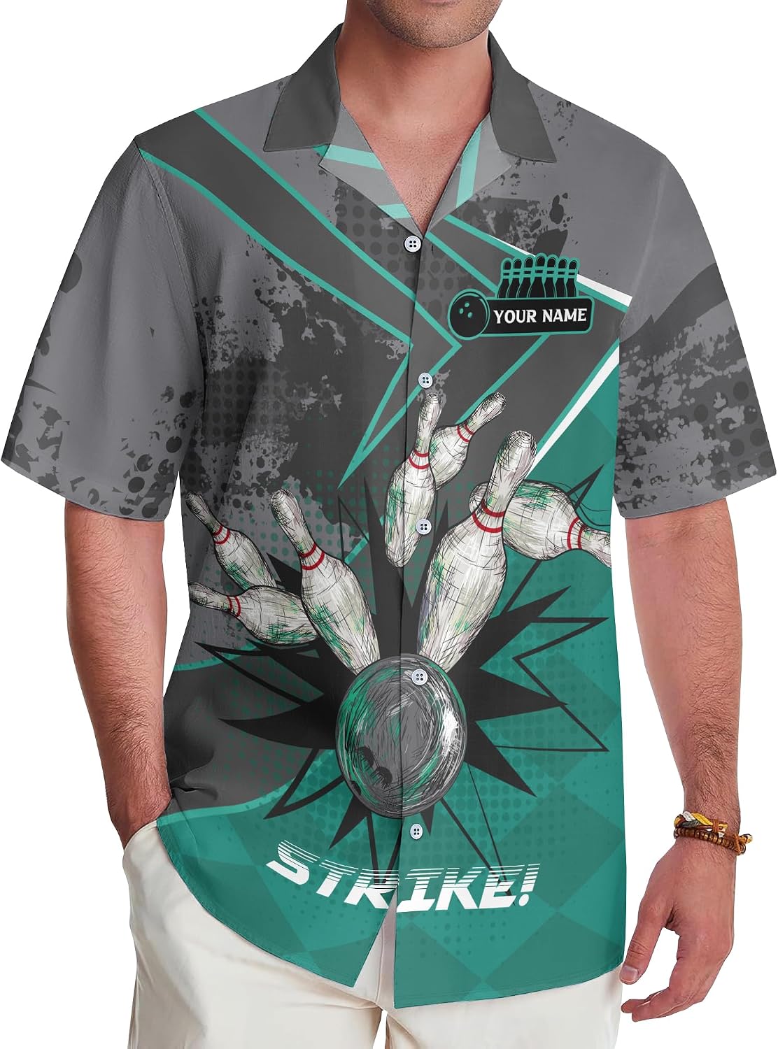Fashionable Bowling Hawaiian Shirt Custom Bowling Aloha T-Shirt with Team Name Holiday Button Up Shirt
