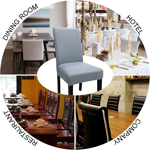 Miniatura 7 de Juego de 4 fundas para sillas Parsons de comedor, elásticas, de color liso, extraíbles y lavables, fundas protectoras para sillas de cocina,