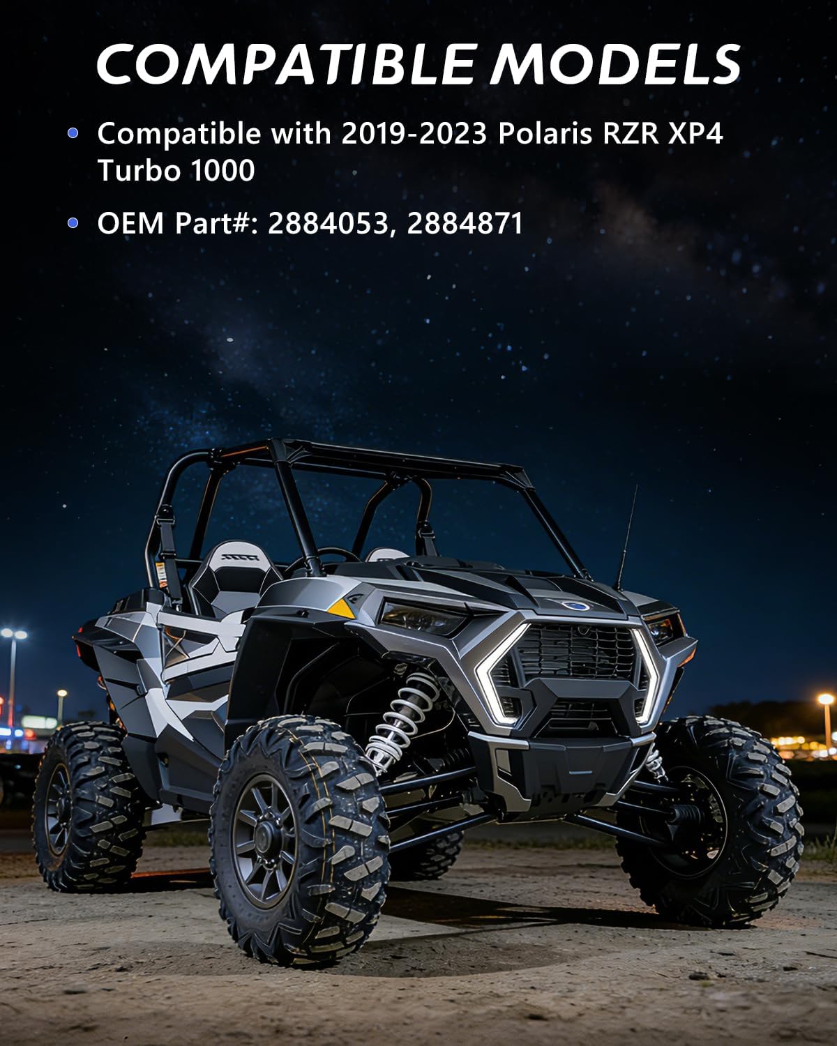 Grille Fang Lights Accent Lights Fit for Polaris RZR XP 1000 XP Turbo 2019-2023/RZR Trail S 2021-2025, Polaris Accessories Grille Dynamic Sequential Turn Signal Lights w/White DRL, 2PCS