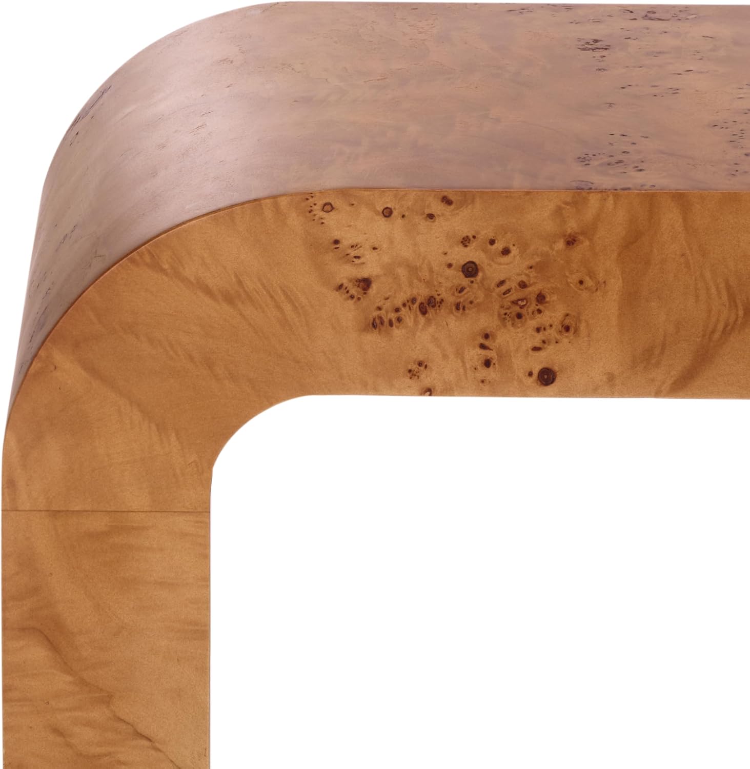 SAFAVIEH Couture Collection - Tessly Walnut Burl Veneer Console Table, Curved Waterfall Design, Fully Assembled (SFV5550A)