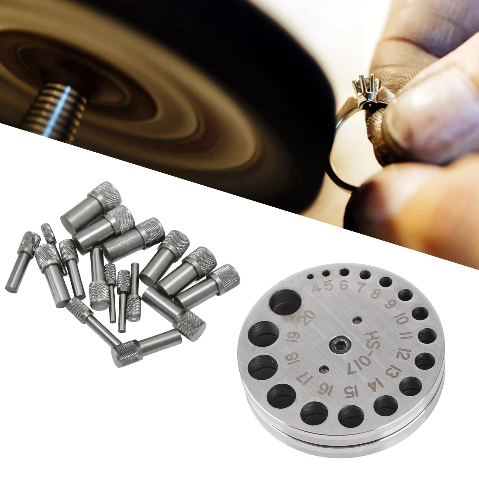 Set di Taglio a Disco in Acciaio Professionale per la Produzione di Gioielli, Strumento di Punzonatura in Metallo con 17 Stampi - Ideale per la Creazione di Metallo, Ottone e Pelle