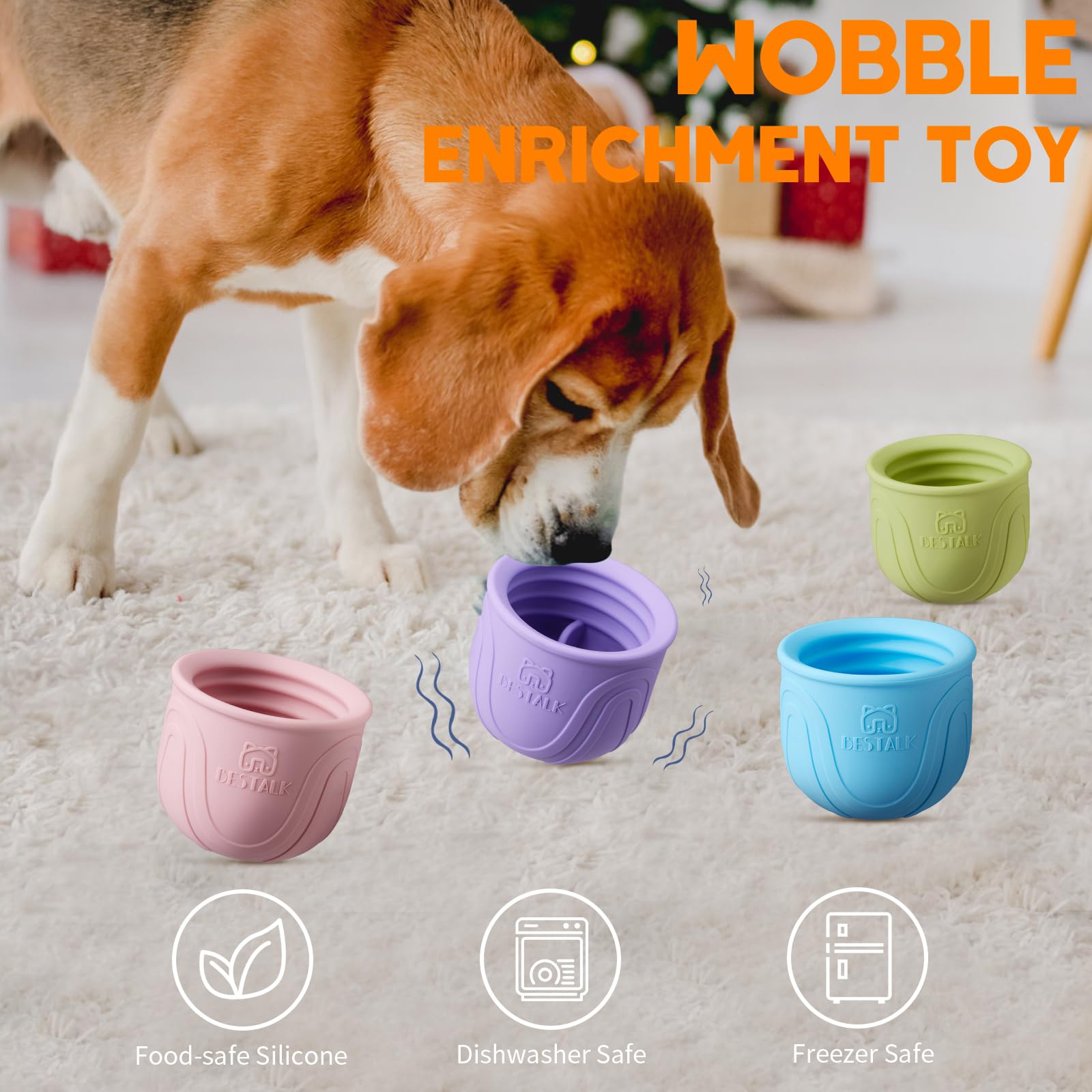 Leckerli-Spender Hundespielzeug, Topple Langanhaltendes Interaktives Puzzle Kauspielzeug für Hunde, Stuffable Dog Enrichment Frozen Lick Treat Toy für Langeweile, BPA-freies Silikon