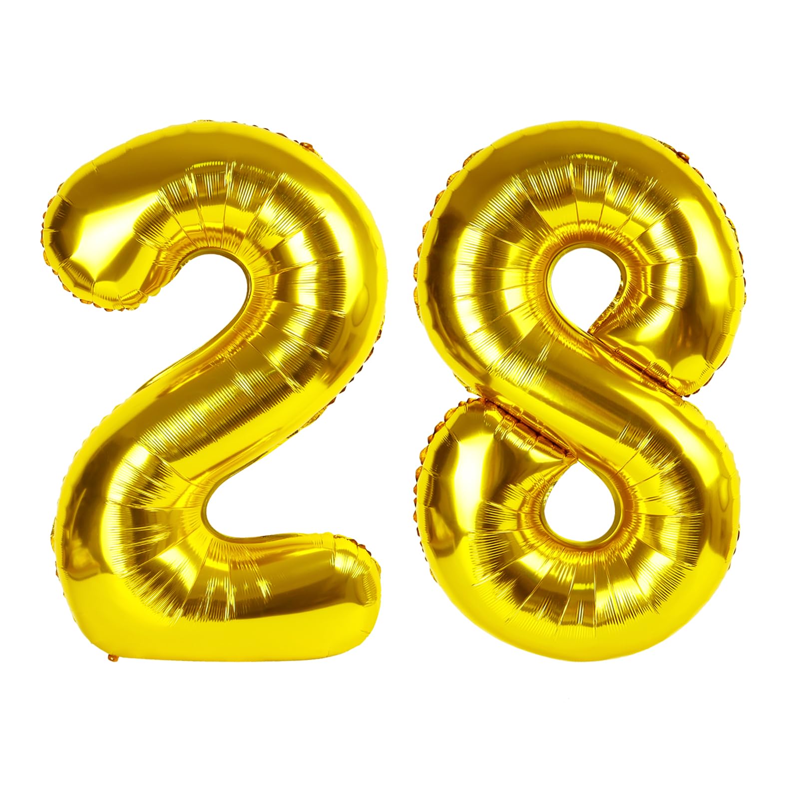 Gold 28 Balloon - Number Balloon 40 Inch, 28th Gold Birthday Decorations