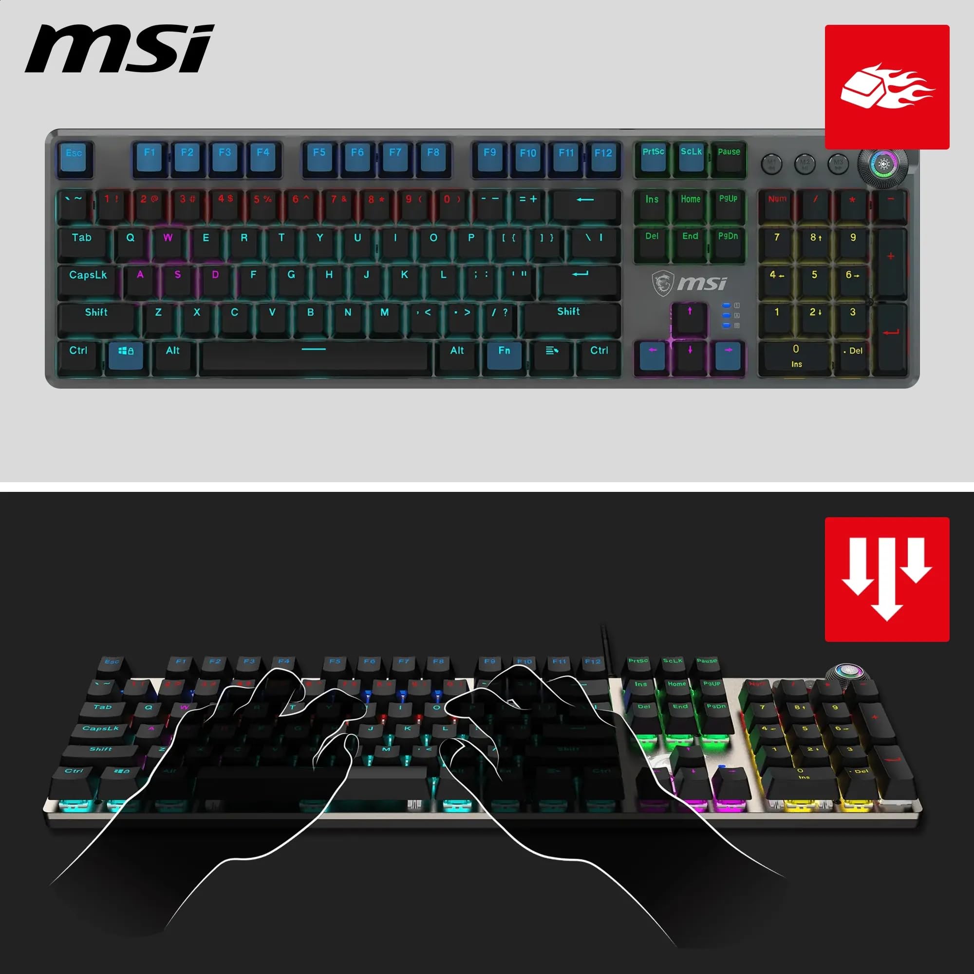 MSI FORGE GK310 Teclado para juegos con interruptores rojos