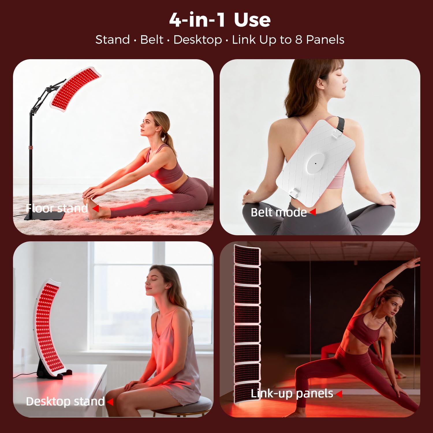Red Light Therapy Device – 660nm Red & 850nm Infrared LED Therapy Lamp for Face and Body, Versatile Design with Stand, Legs & Strap, Well-Made and Easy to Use(White)