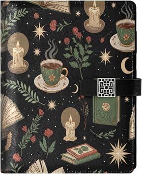Mystical Book Candle Stars PU Leather Notebook A5 Binder 6 Ring Refillable Journal with Magnetic Buckle Closure Loose Leaf Travel Office Planner Budget Binder Notepad Portfolio,