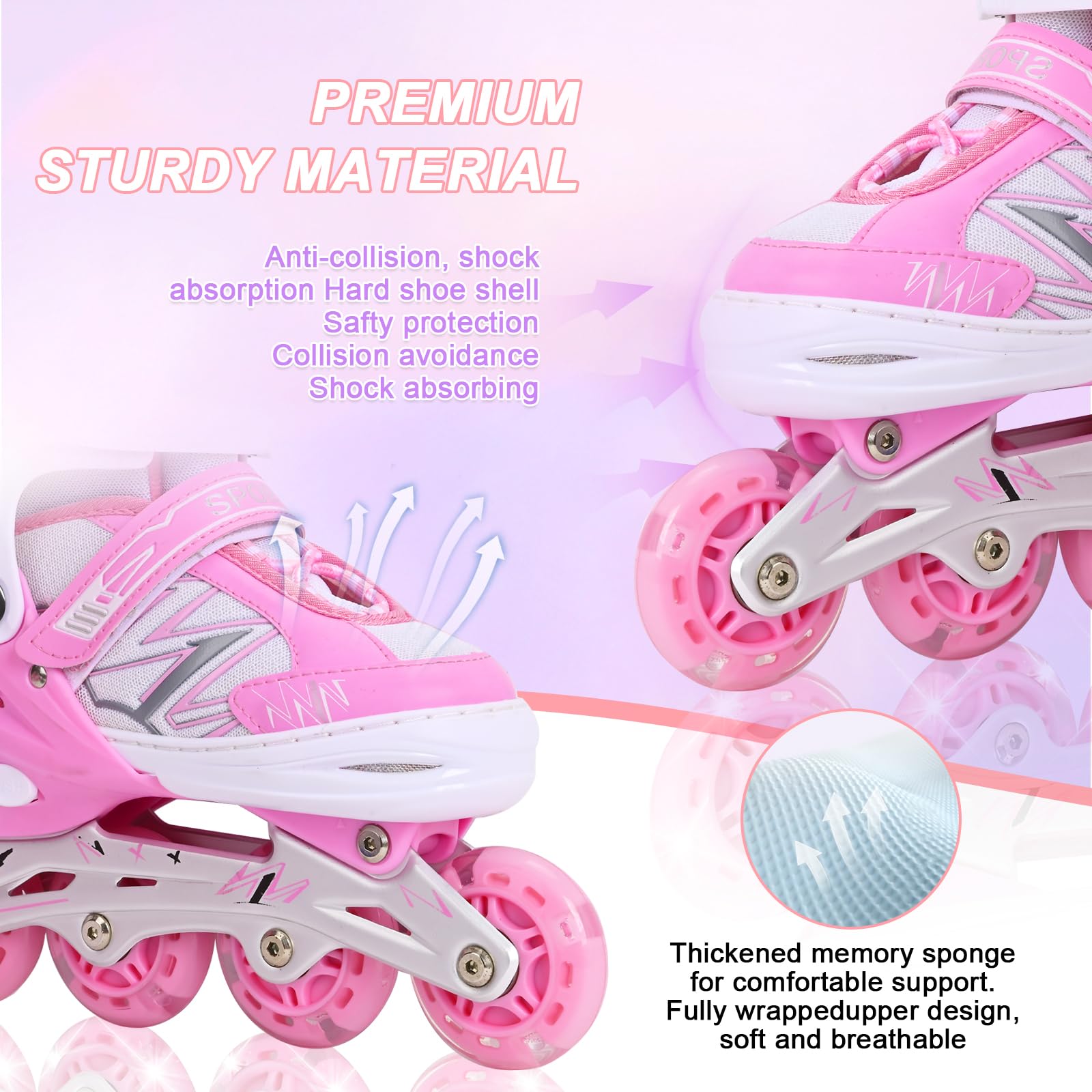 Pattini In Linea Regolabili Per Bambini Con Ruote Luminose - Per Principianti Interno Ed Esterno - Foto 6