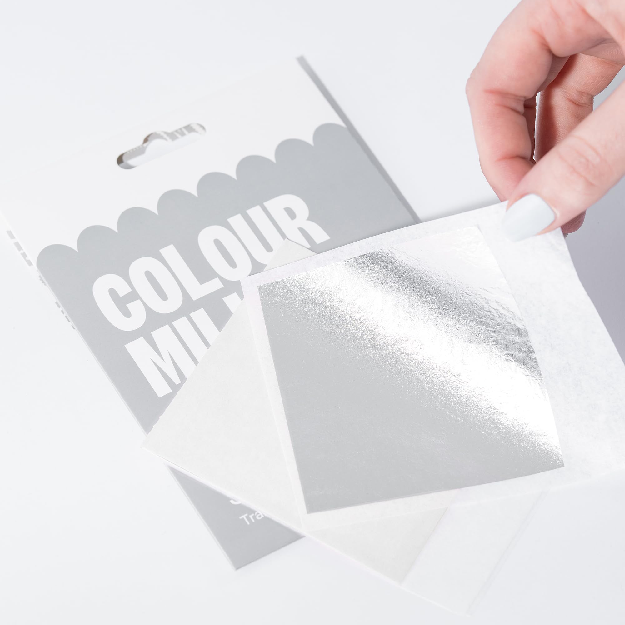 Colour Mill Edible Silver Leaf for Baking Decorating Cakes Chocolates Cookies and Desserts - 8cm - 5 Sheets