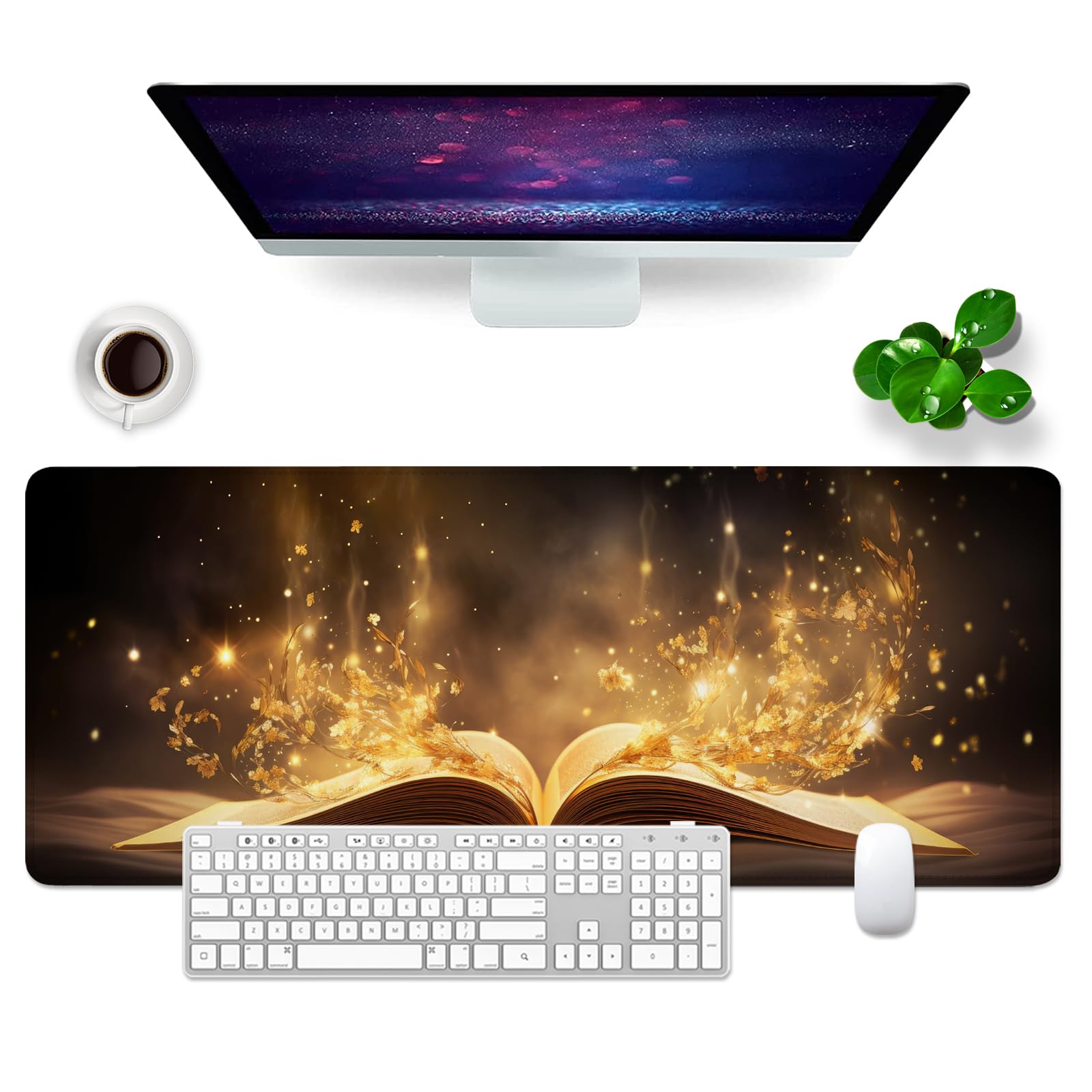 Schreibtischunterlage xl Mauspad Gelb 80x30 cm Groß Gaming Mousepad PC Professionelle Gamer Mauspad Schreibtisch Zubehör Bürodekoration (Die Bibel)