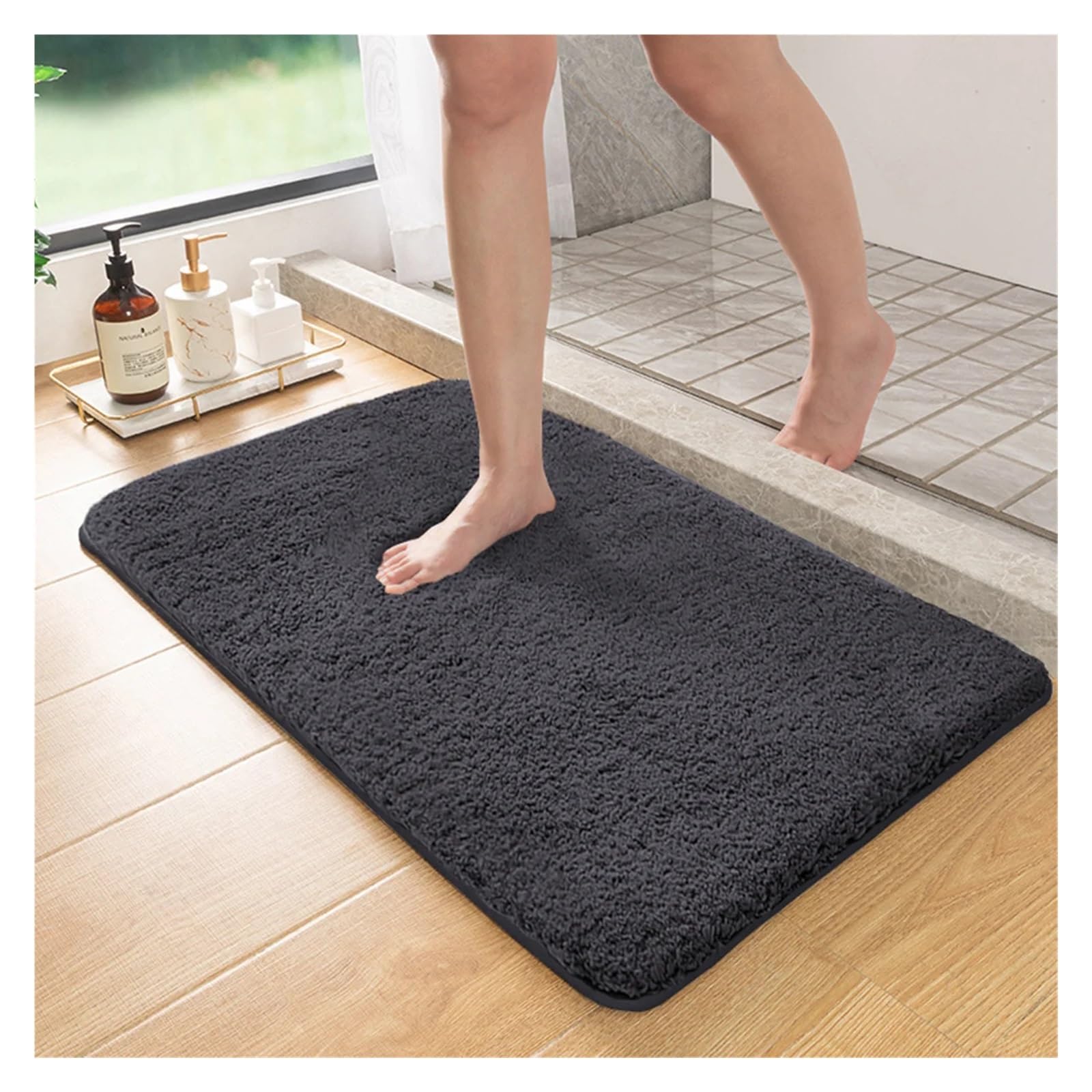 Alfombra baño pelo largo absorbente y alfombrilla de entrada