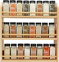 Thalomely 3-Tier Bamboo Spice Rack Organizer - Countertop or Wall Mount with Handles, Natural Wood Shelf (Jars Not Included)