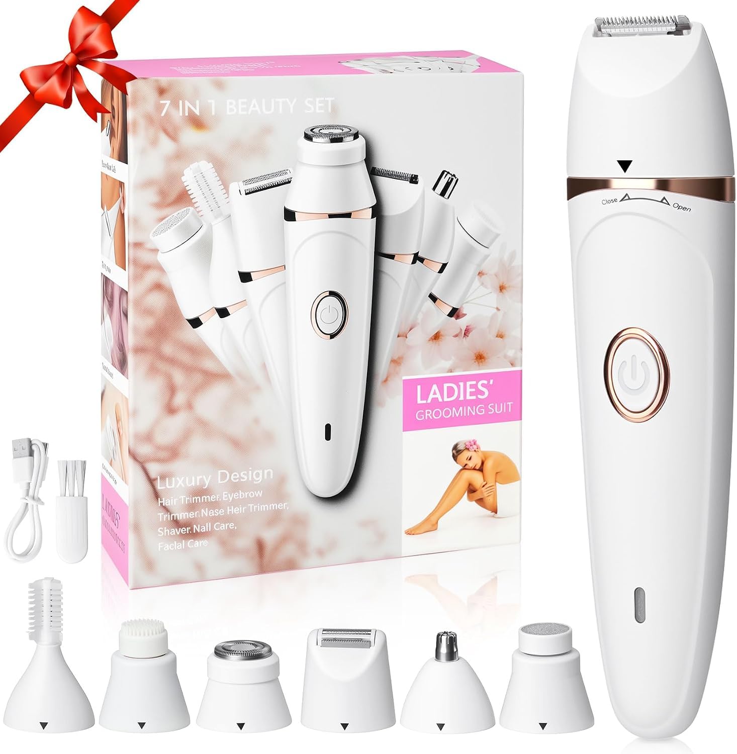 Rasoio elettrico per la depilazione del viso, per bikini, da donna, indolore, impermeabile, per viso, gambe, corpo, ascelle, IPX7, impermeabile e facile da pulire