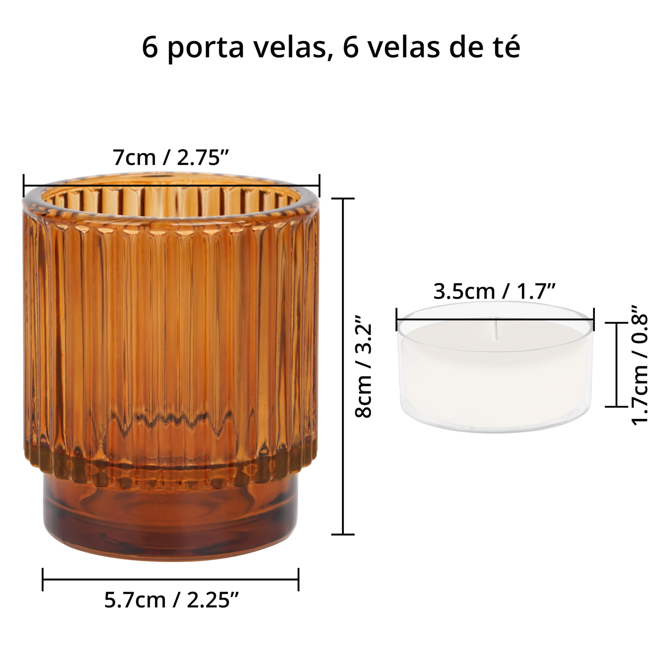 Juego De 12 Portavelas De Cristal - Para Velas De Té De 5.5 Cm - Decoración Mesa Bodas, Navidad - Transparentes
