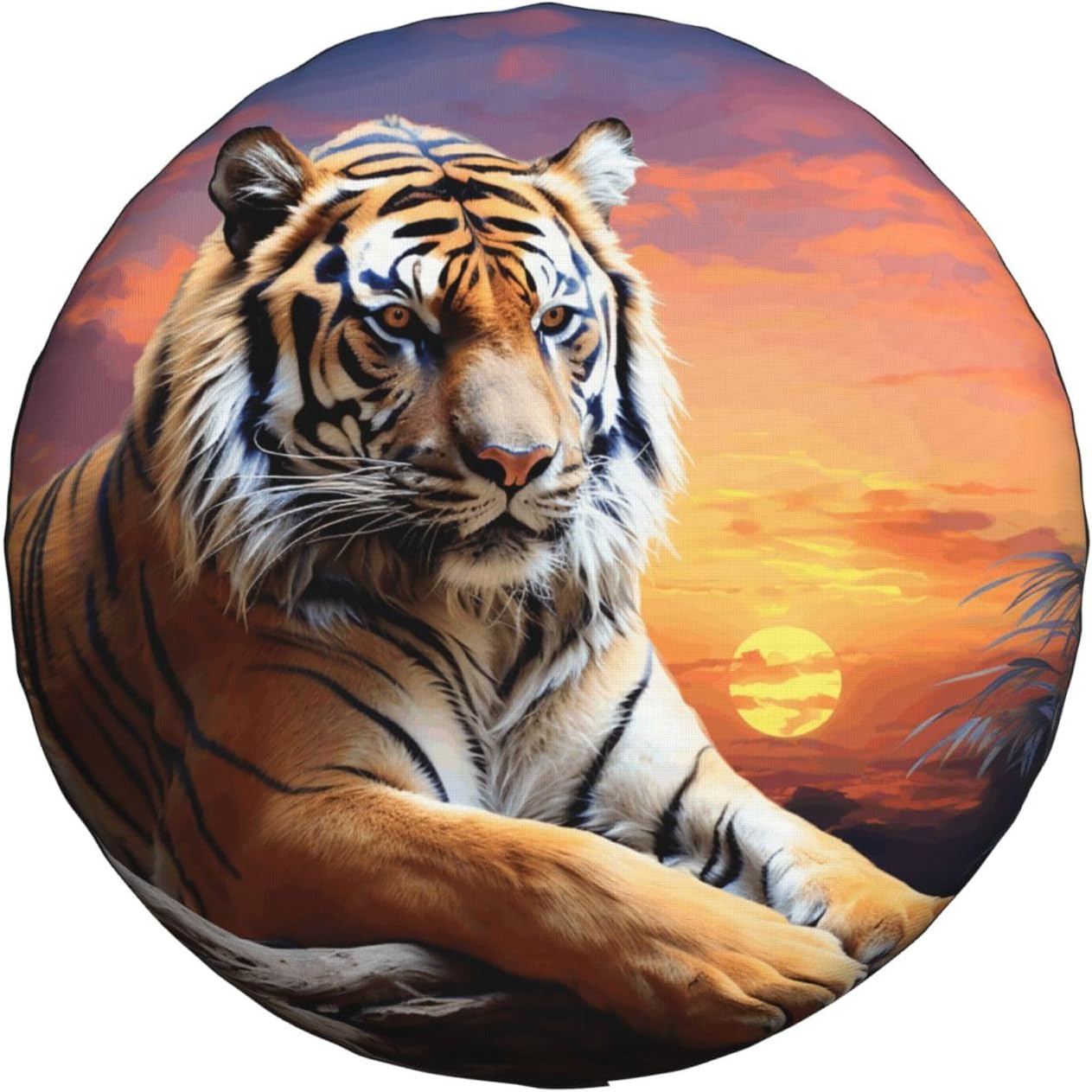 Tiger Colorful Sunset Spare Tire Cover Wheel Protectors Weatherproof Wheel Covers Sun Protection Universal Fit for Trailer Rv SUV Truck Camper Travel Trailers Accessories
