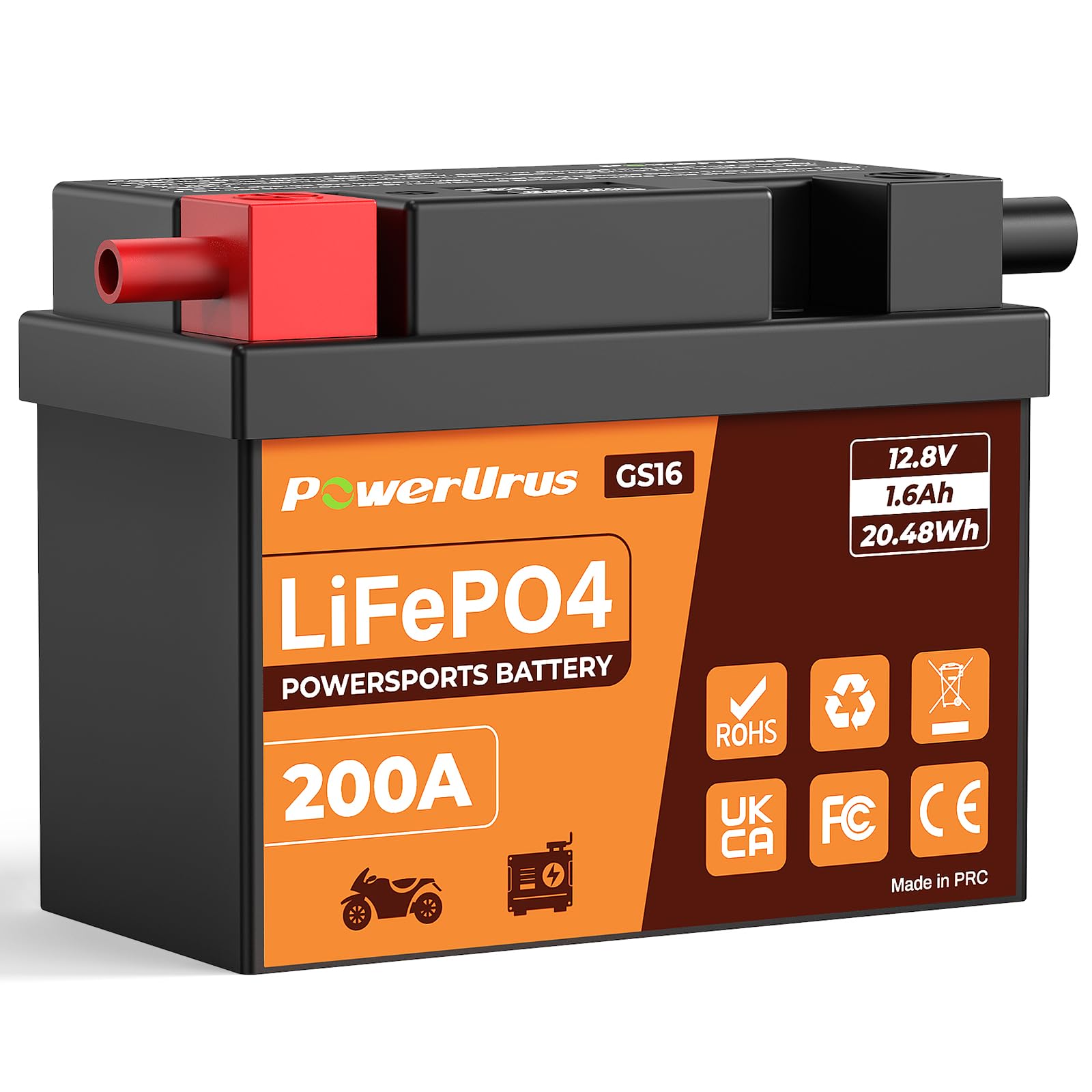LiPo4 リン酸鉄リチウムイオンバッテリー　12V Amazon | PowerUrus GS16 LiFePO4 リン酸鉄 バイクバッテリー 12V 1.6