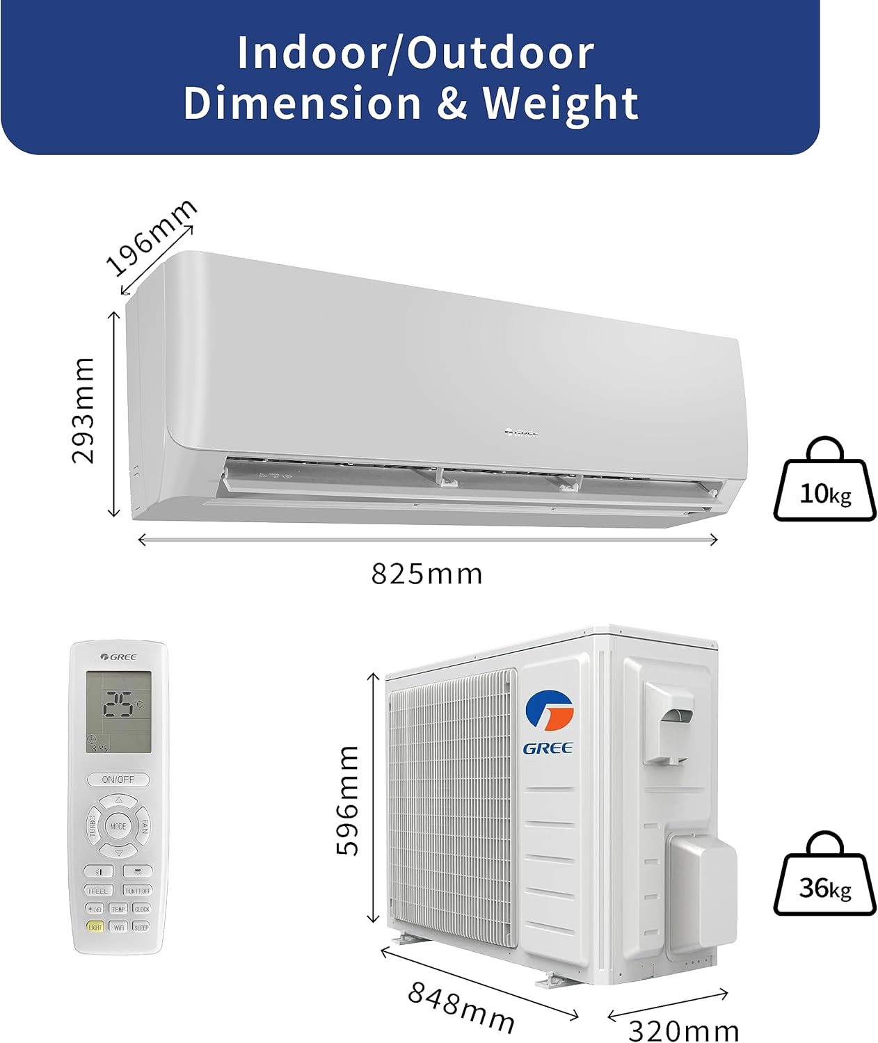 Gree 1Ton Split AC Rotary P4MATICP12C3