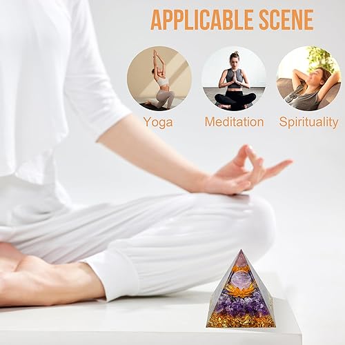 Miniatura 5 de MrMrKura Pirámides de orgón, pirámide de energía de orgón, cristales de flor de la vida, cristales curativos de amatista orgánica, pirámide para