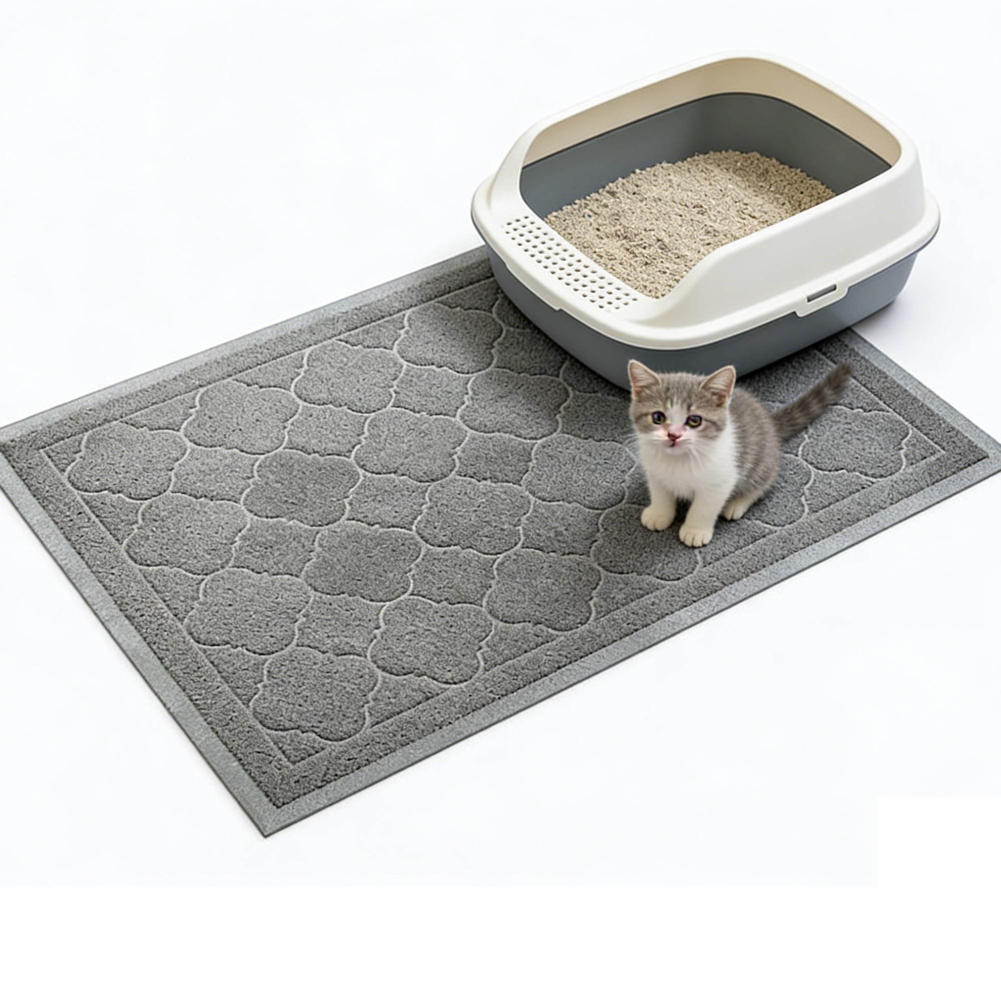 PETUPPY Cat Litter Mat Traps Litter XL 47'X36' Durable Trapping Rug