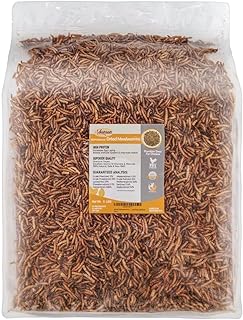 Adaman Dried Mealworms -5 LBS- 100% Natural Non GMO High Protein Mealworms - Bulk Mealworms for Wild Birds, Chicken Treat...