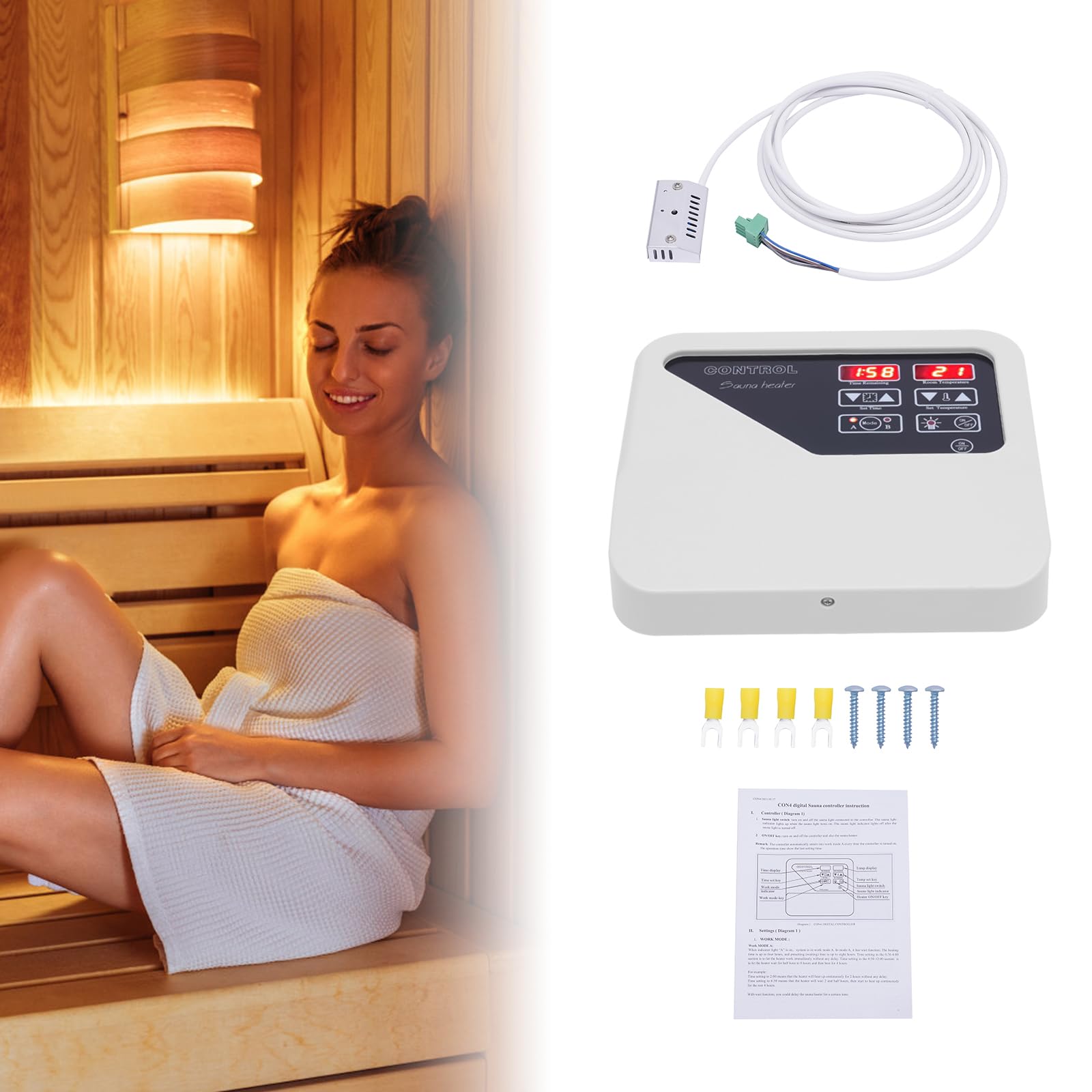 Saunasteuergerät Saunasteuerung, 3-9KW Externe Sauna Steuerung 220V-240V Saunaofen Digital Controller Saunasteuergerät für Saunas, Bäder, Spas, Fitnesszentren