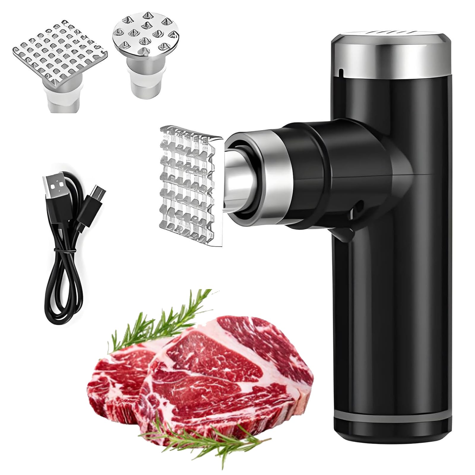 Batticarne elettrico, portatile, 6 livelli di velocità, testa in acciaio inox 304, per manzo, maiale, pollo, martello da cucina, senza fili e facile da usare