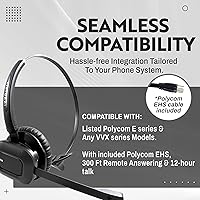 Vista 4 de INNOTALK Auriculares inalámbricos DECT de respuesta remota para teléfonos de la serie Poly Polycom Edge - Incluye cable remoto EHS para E100