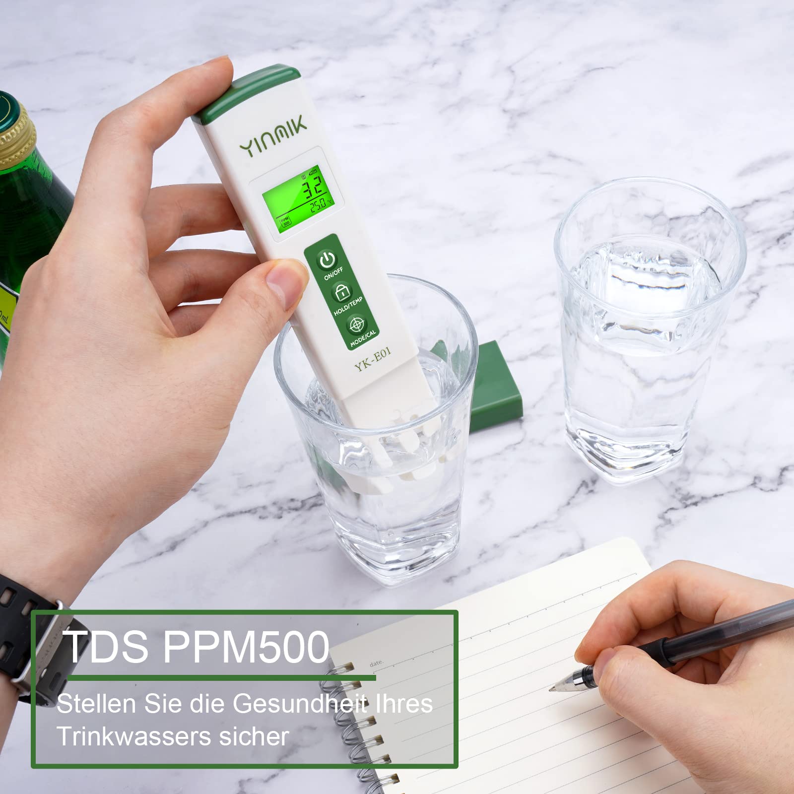 YINMIK Digitales pH Messgerät und TDS Tester Set, TDS EC mit Einem Horizontalen Bildschirm, ppm Messgerät Wasser, Pool pH wert Messgerät, TDS EC Messgerät für Trinkwasser,Aquarium…