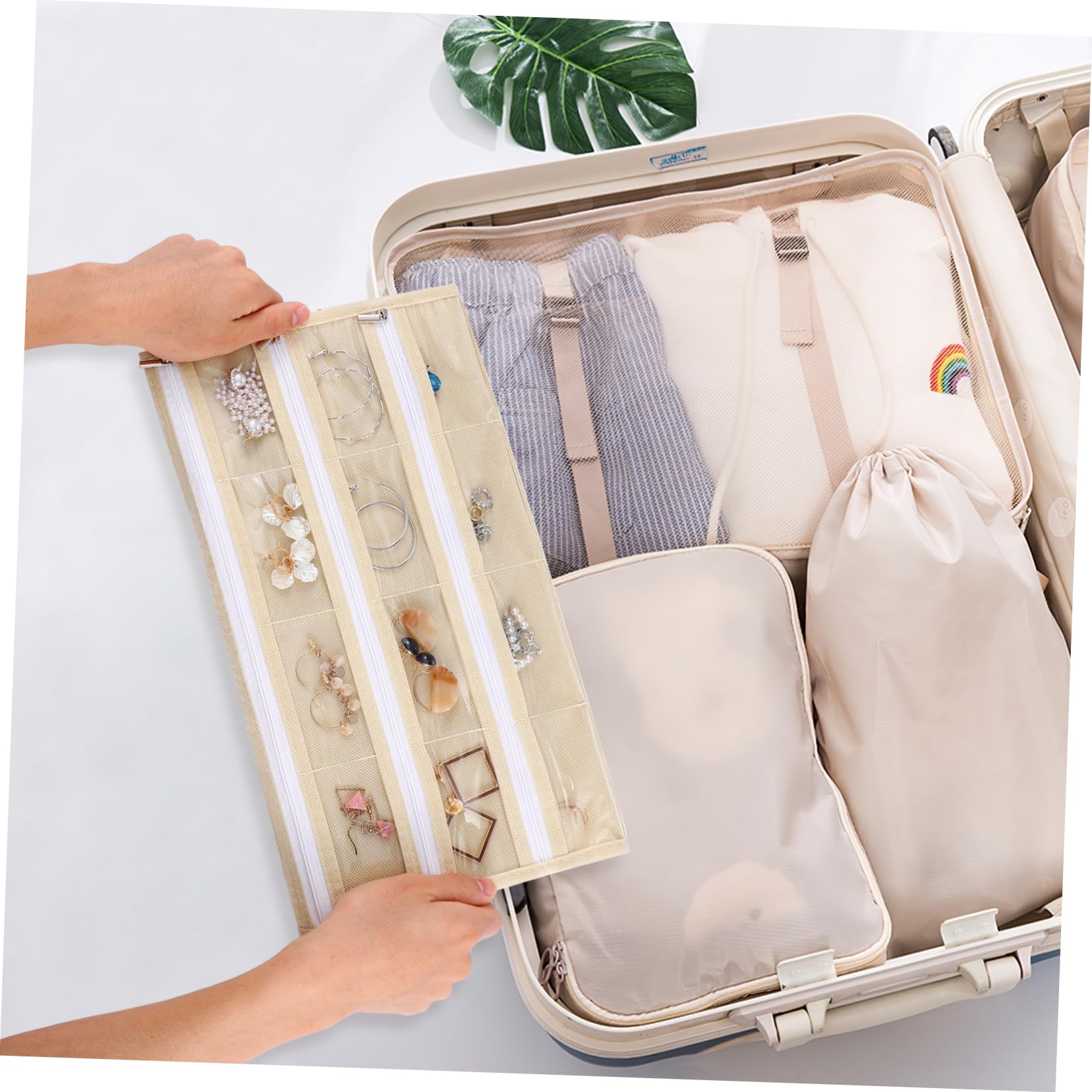 Hanging - Organizer per gioielli con 66 tasche, doppio lato, per orecchini, collane, bracciali, anelli, armadietti
