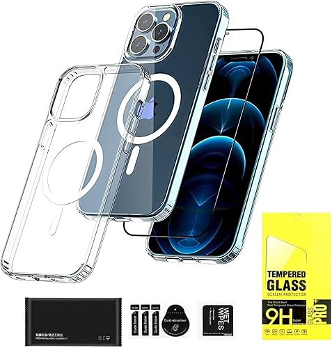 i11pm - Funda transparente y protector de pantalla, Mag-Safe compatible con construcción magnética, protección de cuerpo completo a prueba de