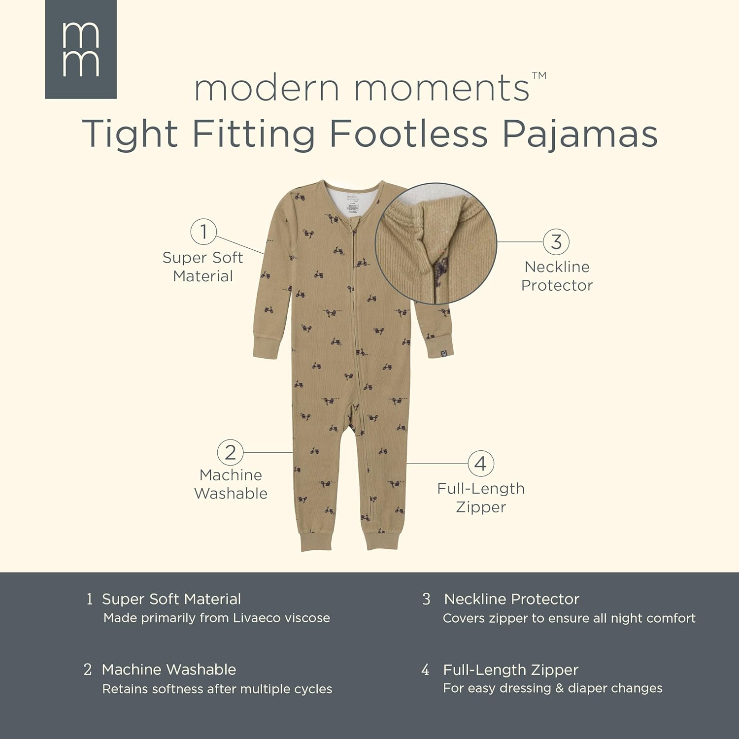 Modern Moments by Gerber unisex-baby Hacci Footless Pajamas - Image 6