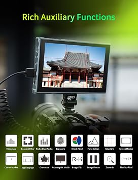 FEELWORLD FW759PRO 7 Inch Touchscreen Camera Monitor 4K HDMI Video Field Monitor with F550 Battery for DSLR 400nit HD 1280x800 Waveform Monitoring