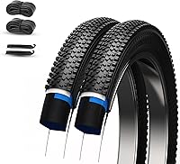 PowerCube 24/26x1.95 Mountain Bike Tires 2-Pack - Puncture-Resistant Foldable Tires with Tubes & Levers for Trail, Commuter, Off-Road