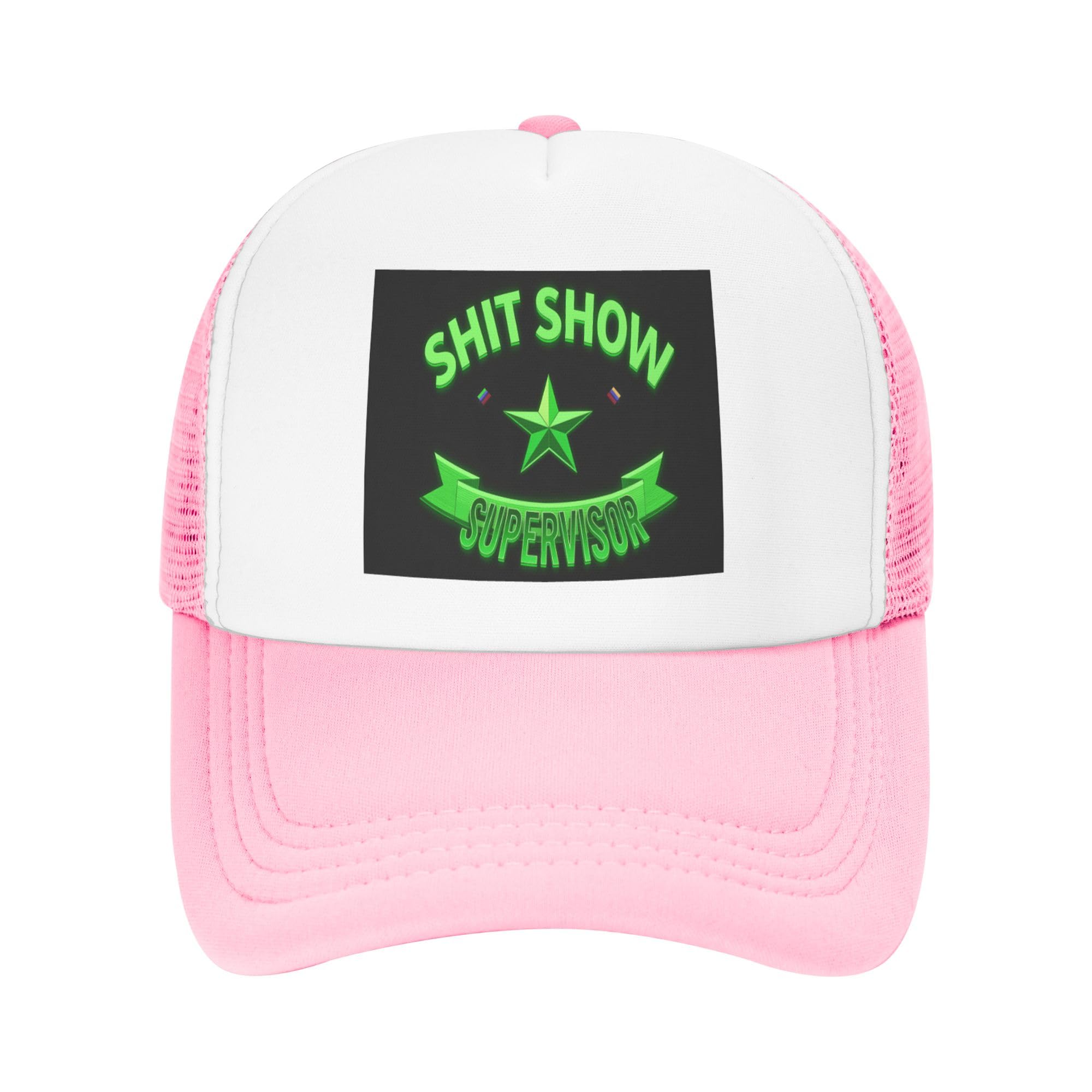 Shit Show Trucker Hat Funny Boss Joke Baseball Cap Mesh Back Adjustable Hats for Kids - Pink