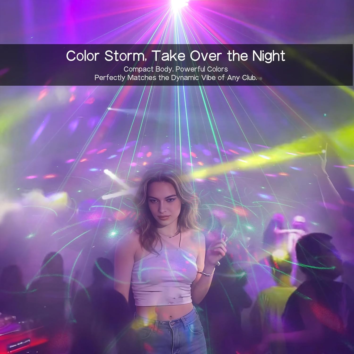 3-in-1 Disco Party Light: Dynamic Strobe, Speckle & Pattern Projector with Sound Activation & Remote Control for Home Stage Lighting Indoor or Outdoor DJ Parties & Easter & Spring Parties