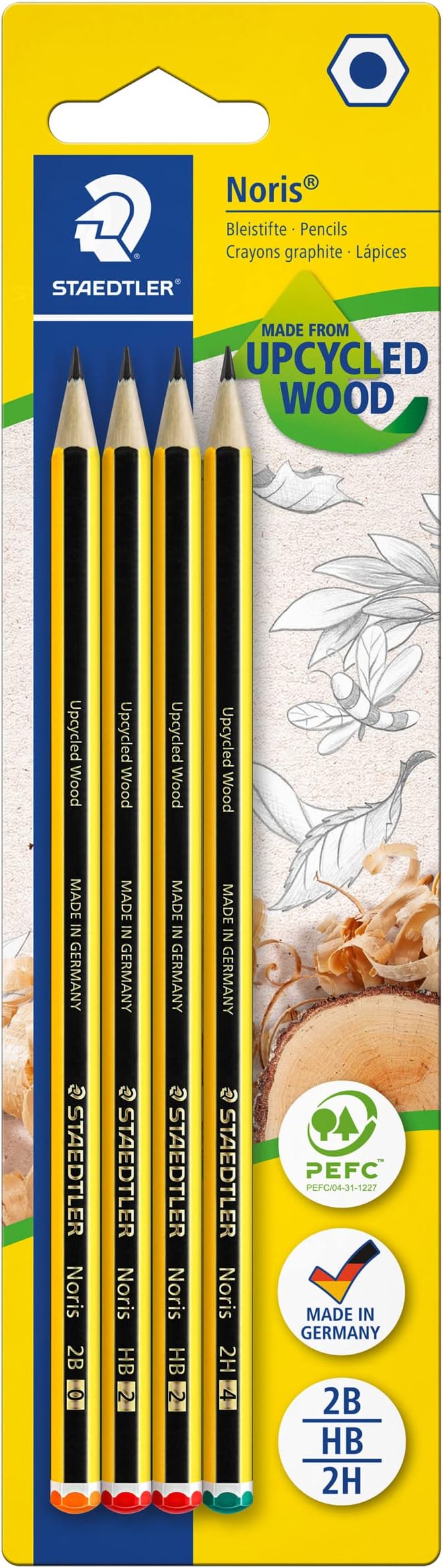 120-S BK4D pencil Noris assorted, 2B-HB-2H, pack of 4, blister card