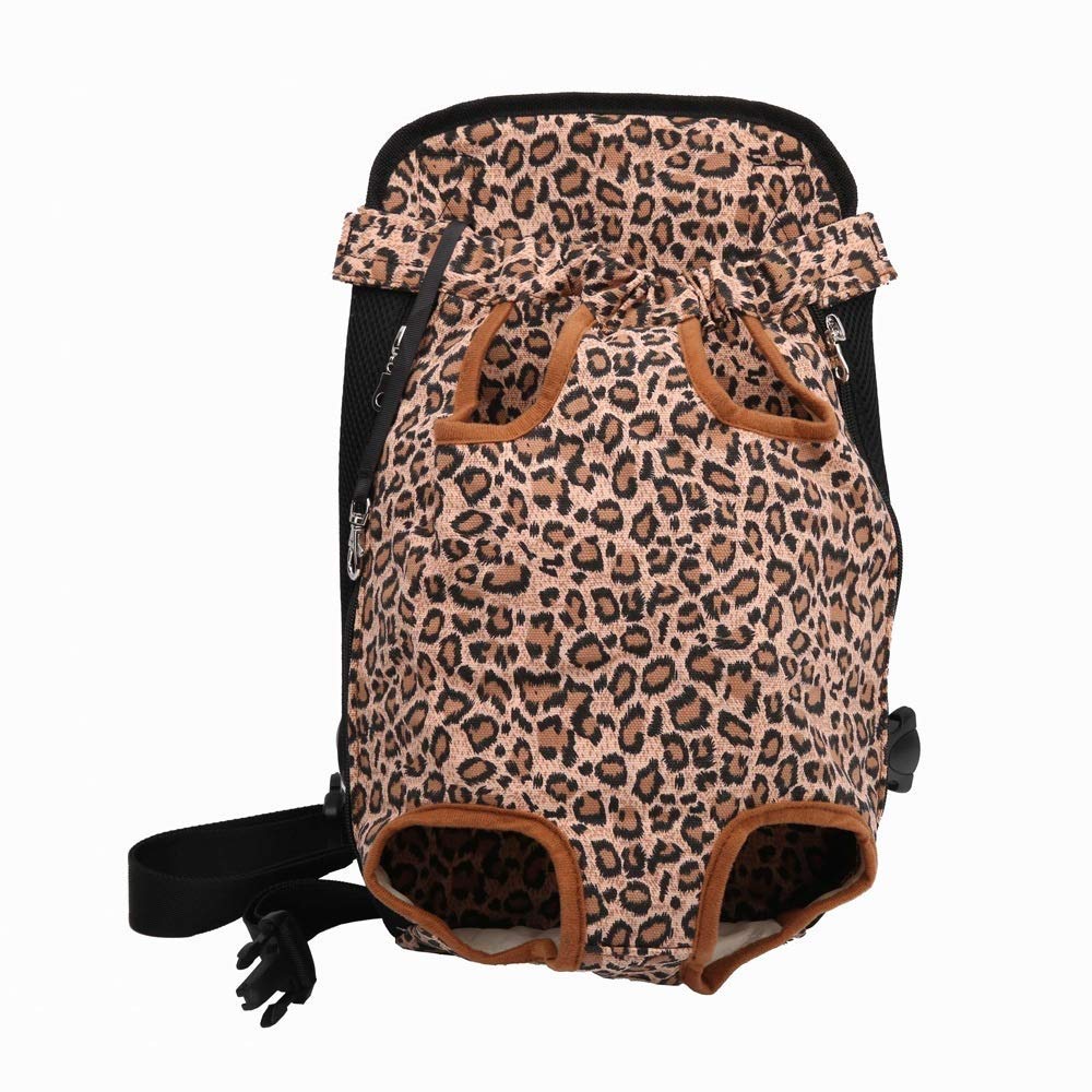 BeiMi Pet Backpack Leopard Pet Chest Bag, Portable With Adjustable Pet Front Cat And Dog Backpack Travel Bag, Legs Out, Suitable For Outdoor Travel Pet Bag