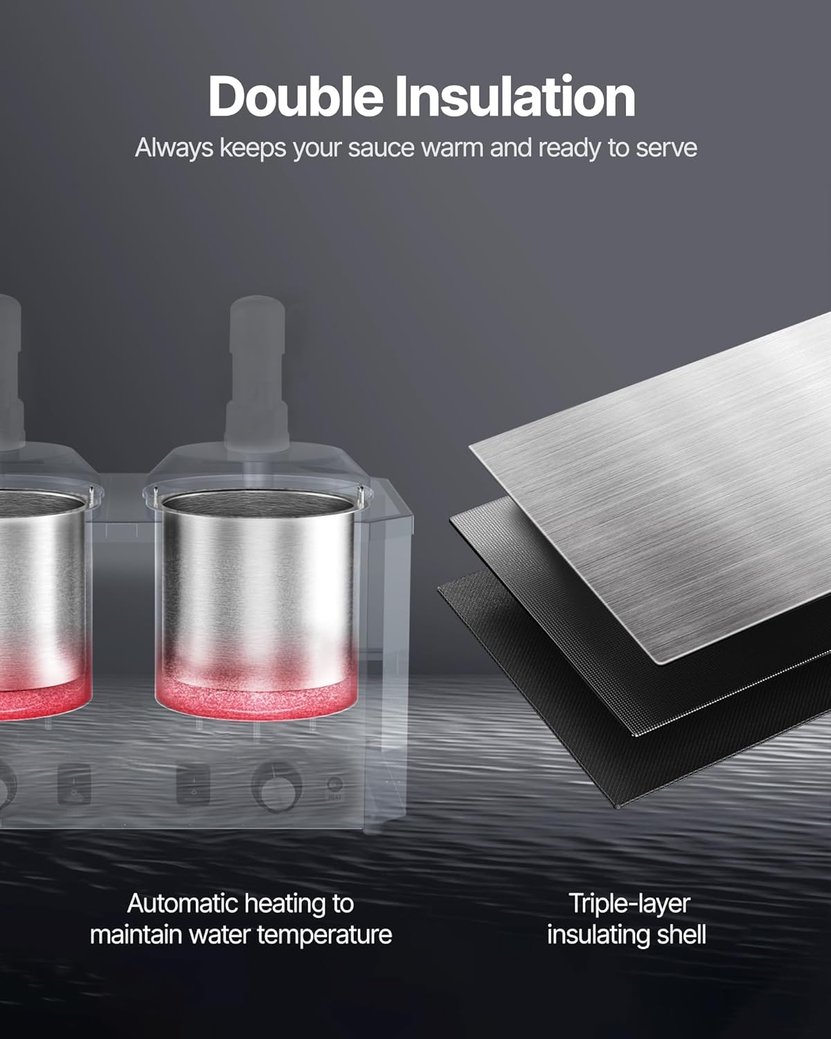 VEVOR Electric Cheese Dispenser with Pumps, 2.4x2 L Commercial Hot Fudge Warmer, Plastic Double Pumps Dispenser, 86-230℉ Temp Adjustable Nacho Cheese Sauce Warmer, for Hot Fudge Cheese Caramel