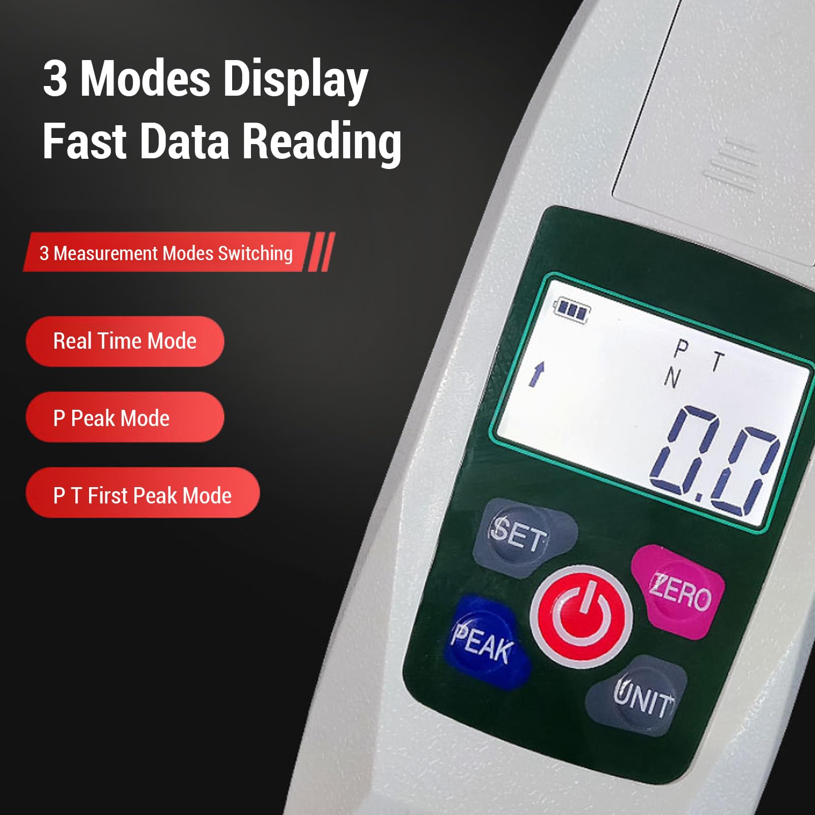 Fafeicy Misuratore di Digitale 50N Schermo LCD Retroilluminato Portatile 4 unità N Kg Lb Oz Dinamometro Push Pull Commutabile per Prove Sui Materiali di Laboratorio