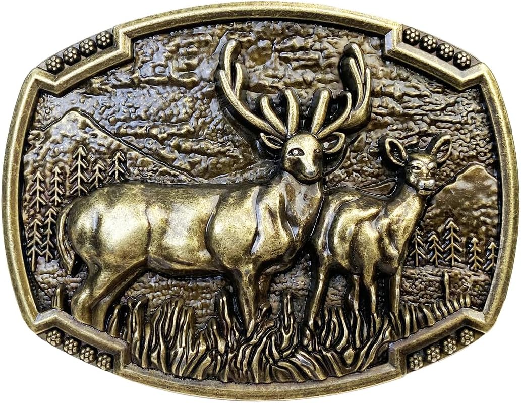 TOPACC Deer Belt Buckle Western Cowboy Belt Buckle 1.5 in Novelty Belt Buckle for Men Women Cowgirl