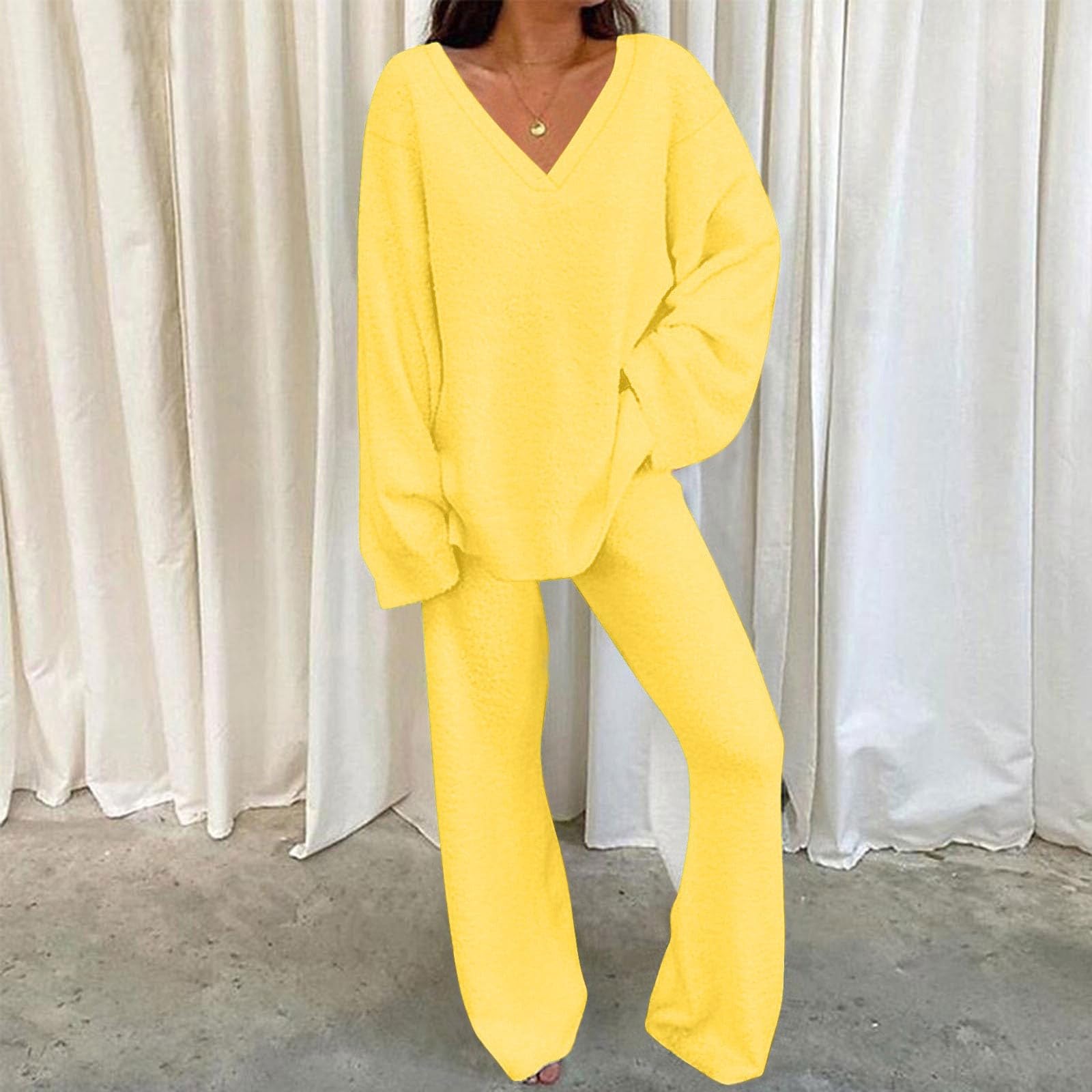 Generisch Ensemble de vêtements d'intérieur en coton et pantalon large pour femme