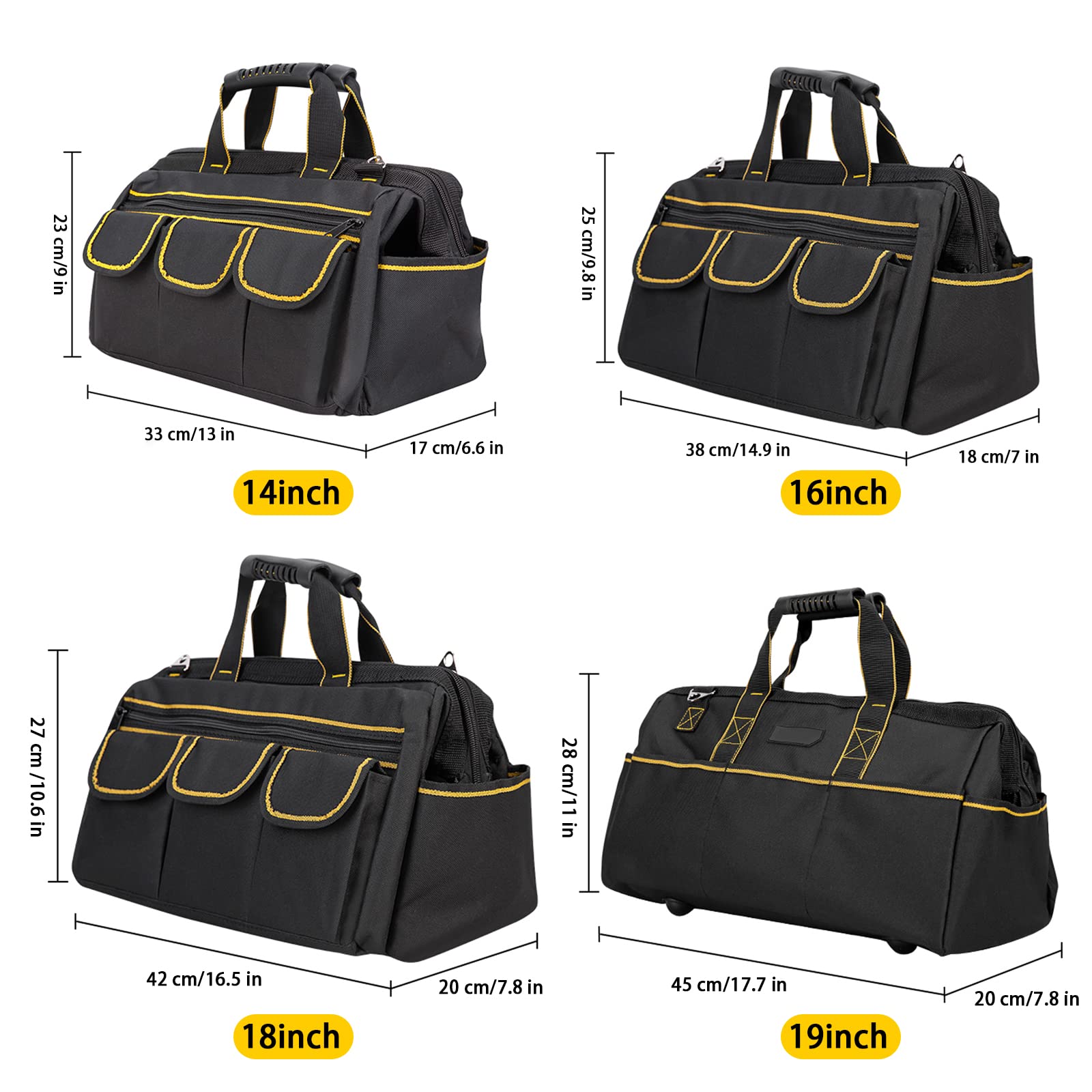 Borsa Porta attrezzi,Multi-tasca Borsa lavoro,Borsa Attrezzi organizer per impieghi gravosi resistente all'abrasione a bocca larga per elettricisti, carpentieri, addetti alla manutenzione
