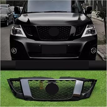 Front Bumper Grill Mask Radiator Grille Compatible for Nissan Patrol Y62 Convert NSIMO Style Net Car AccessoriesStyle1