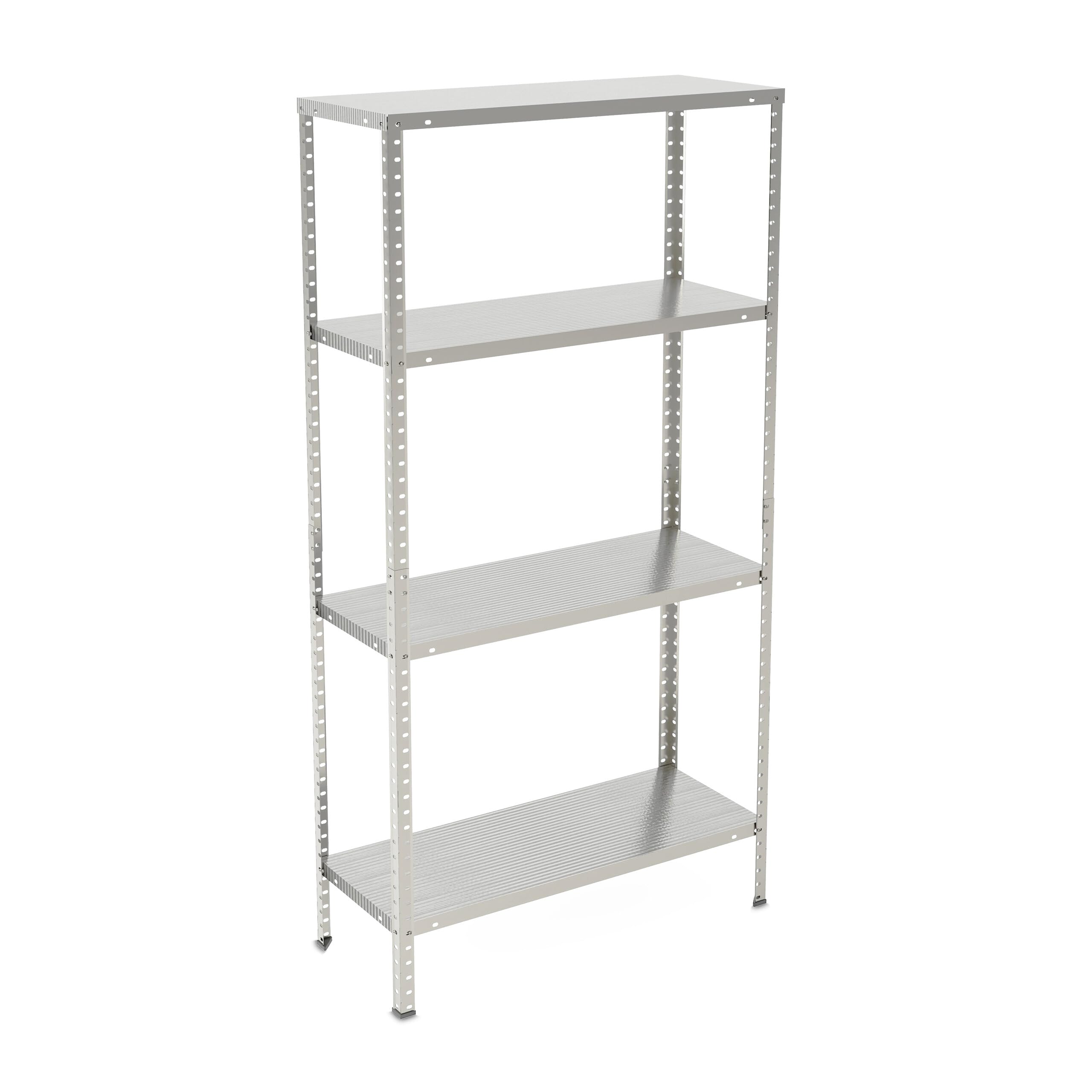 Relaxdays Scaffale in Acciaio Zincato, 150x75x30 cm, con 4 Ripiani ad Alta Portata 160 kg, per Garage e Cantina, Argento