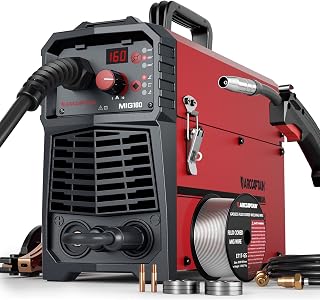 ARCCAPTAIN 160A MIG Welder 110V/220V 4-in-1: Gas MIG, Flux Core Gasless, Lift TIG, MMA Stick - Synergic Portable Inverter for Beginners