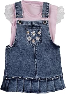 طقم أطفال بناتي مكون من قطعتين من كيتن: فستان بلا أكمام وبلوزة بتطريز ورود